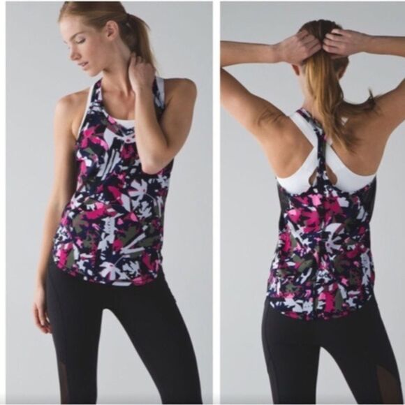 Lululemon Fast Lane Singlet Pop CutBoomJuice Multi Size 4‎ EUC - Picture 1 of 3